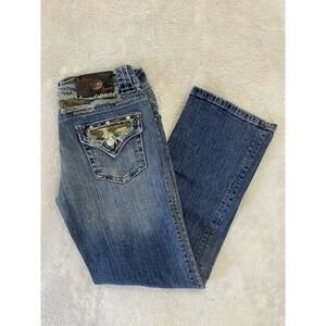 J Star Cropped Jeans Camo Distressed Denim Studded Women's sz 3/4 NWT